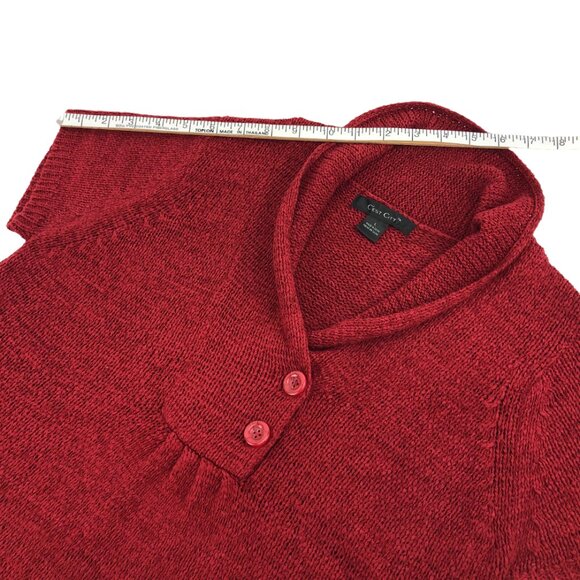C’est City Red Knit Short Sleeve Sweater Top Size L - Picture 9 of 10